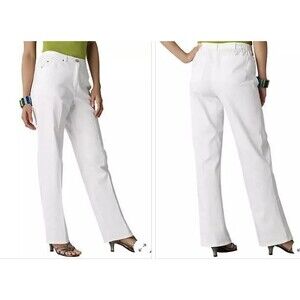 NWT Ruby Rd Classic Original Easy Fit Jeans Pants 14P Elastic White Linen Feel